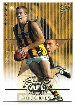 2003 Select XL Ultra AFL - Rising Star Nominees 2002 #RSN17 Nick Ries Front